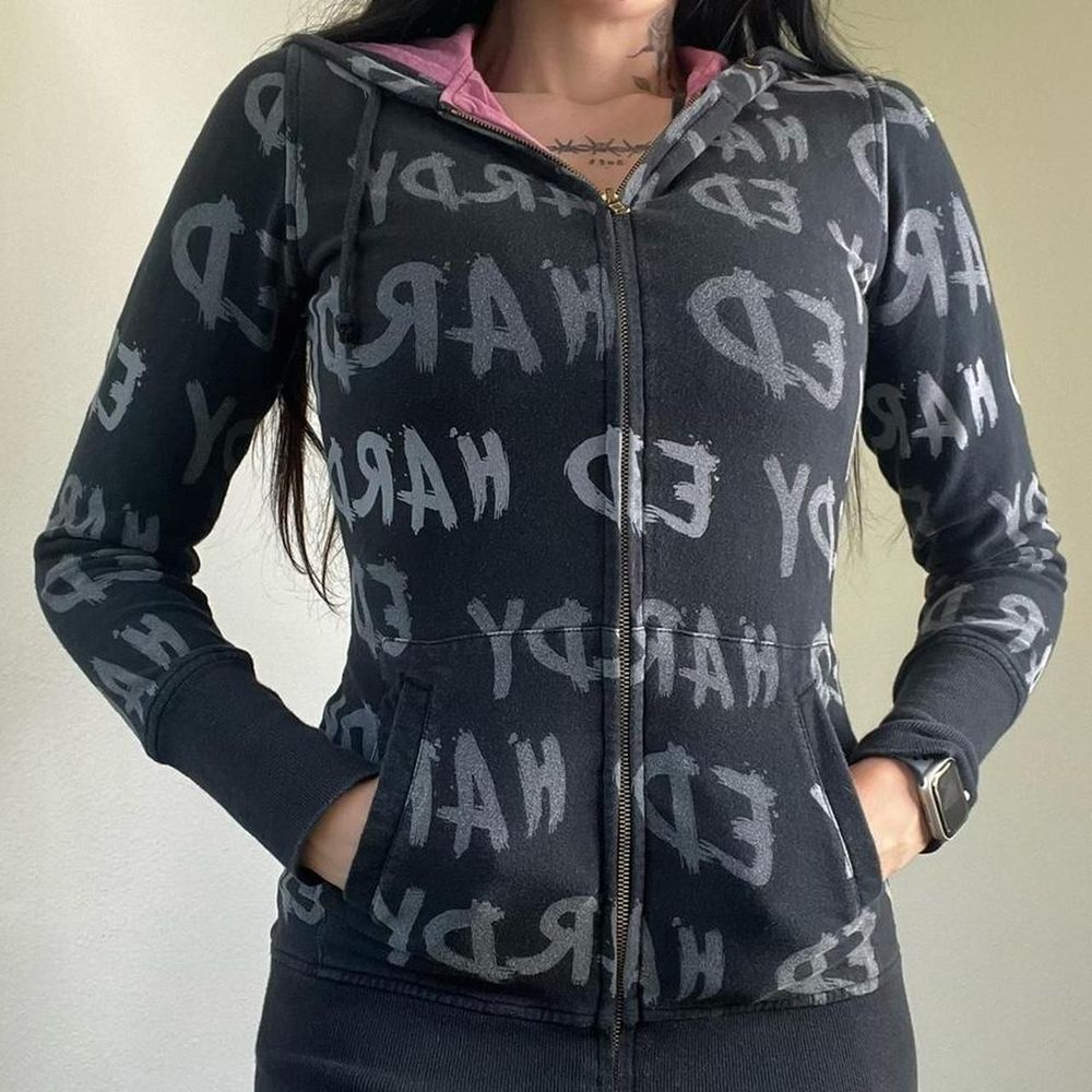 vtg full zip Womens Ed hardy 90s long hoodie